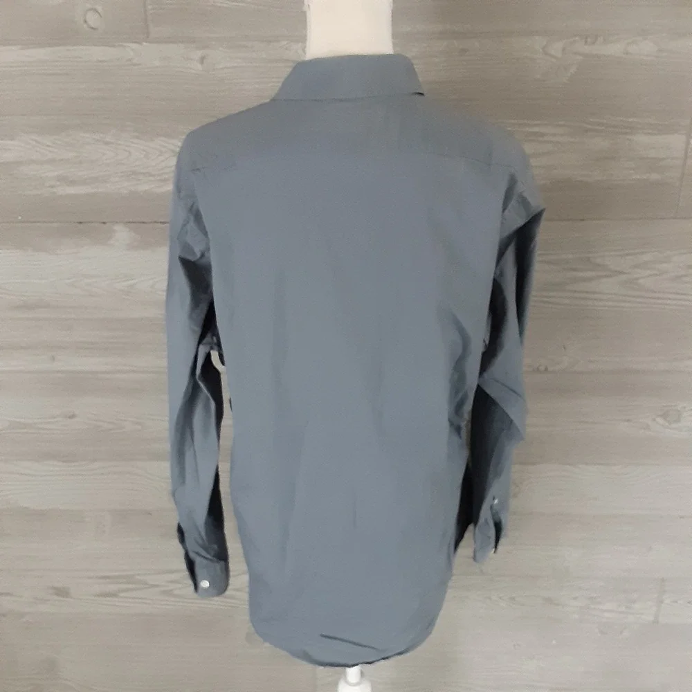 Banana Republic Mens Stretch Classic Button Down Shirt Blue Gray Size L Long Slv